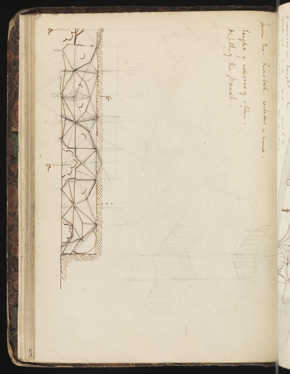 Architectural Sketch on Old Notebook Page