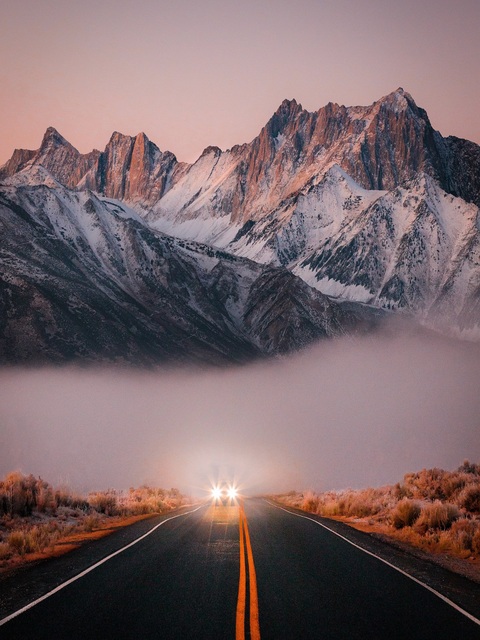 Highway Leading to Snowy Mountains