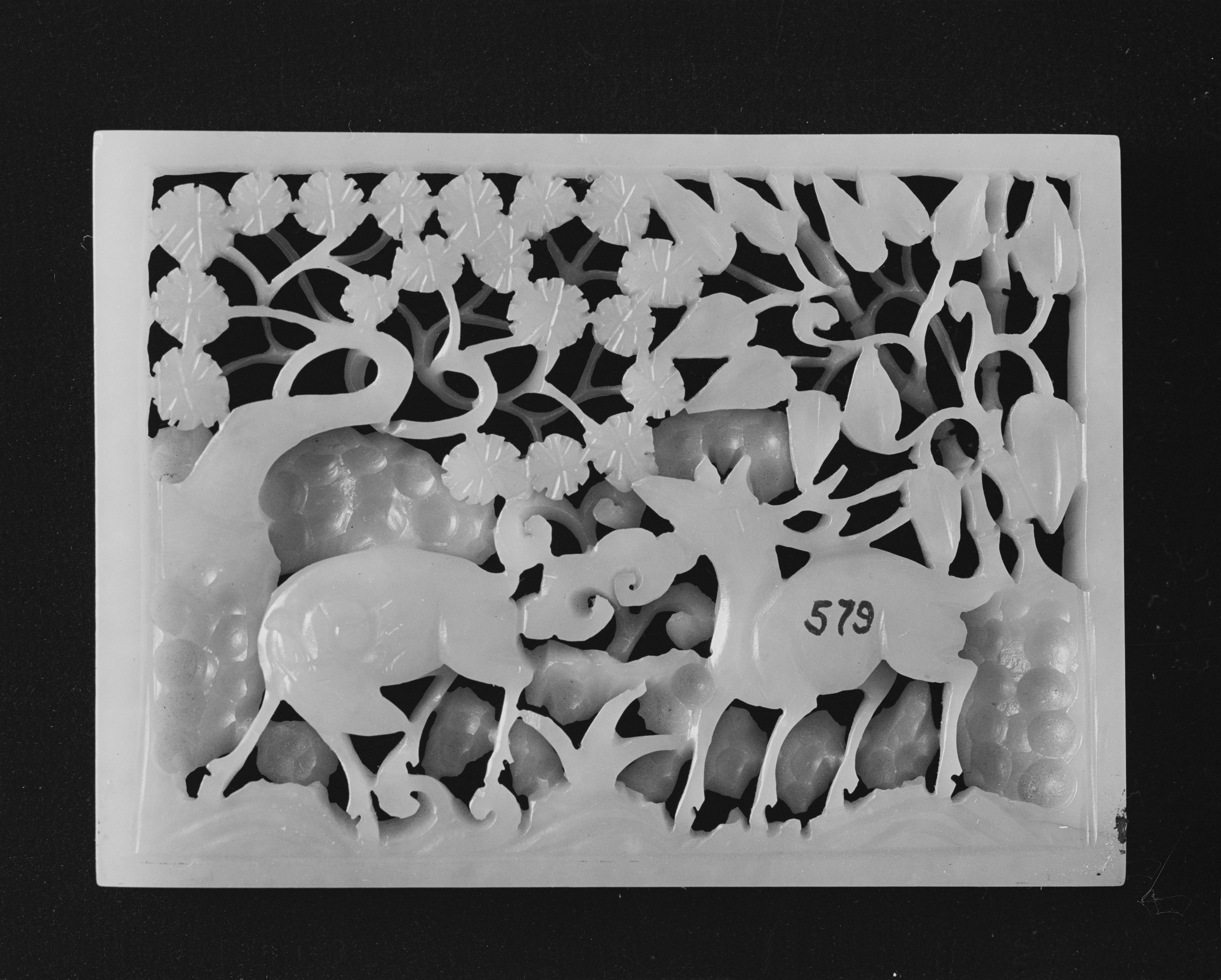Openwork Carved Deer Jade Plaque