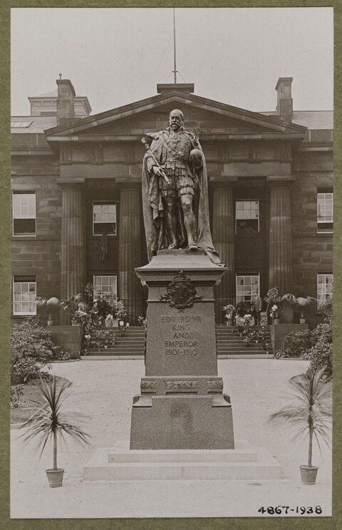Edward VII Statue at Building Entrance