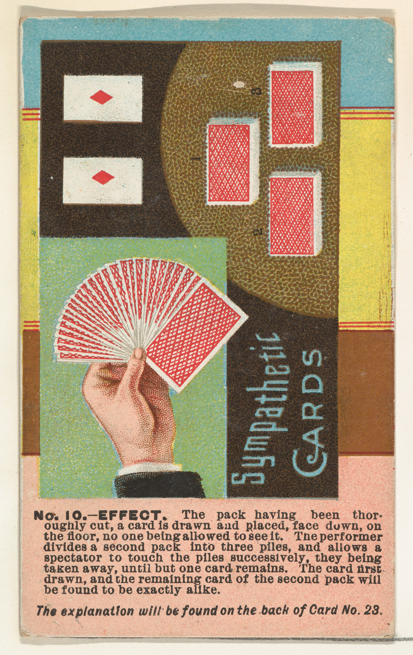 Vintage Sympathetic Cards Magic Trick Card