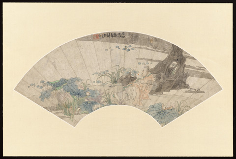 Chinese Traditional Figure Lotus Fan Painting