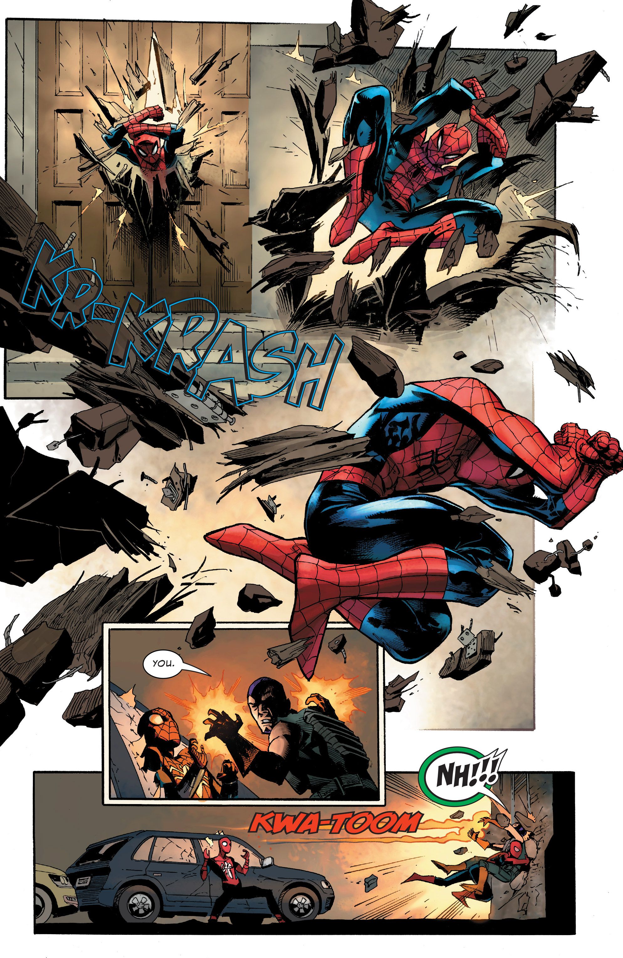 Spider-Man Crashes Through Wall Comic Page