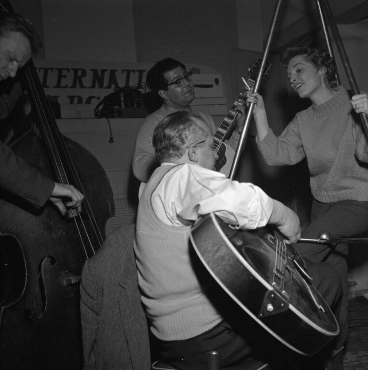 Jazz Musicians Rehearsing in Studio
