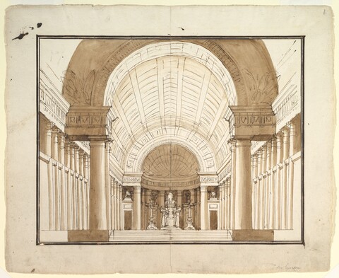 Grand Neoclassical Hall Interior Sketch