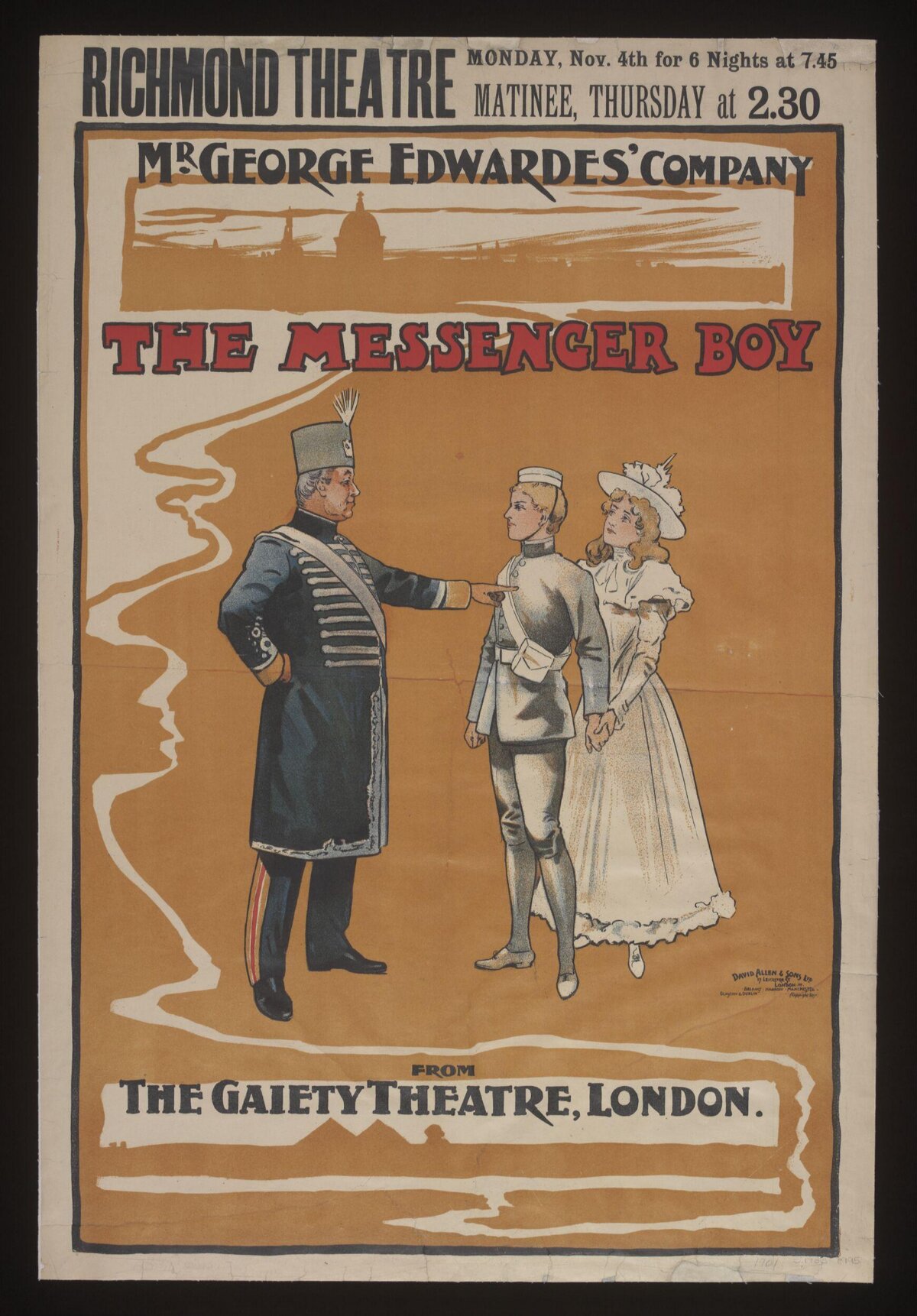 Vintage Theatre Poster for The Messenger Boy