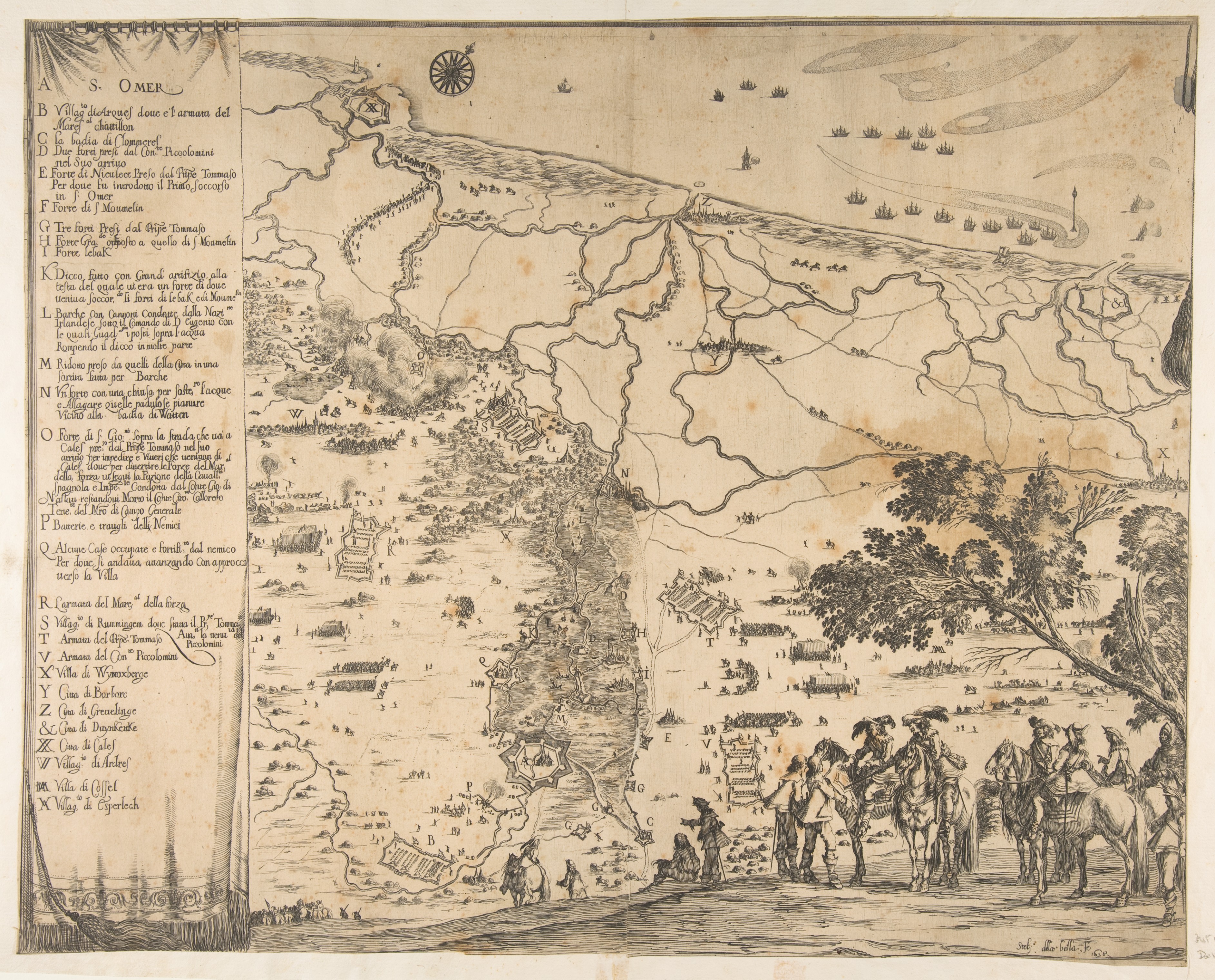 Antique Battle Map of Saint-Omer