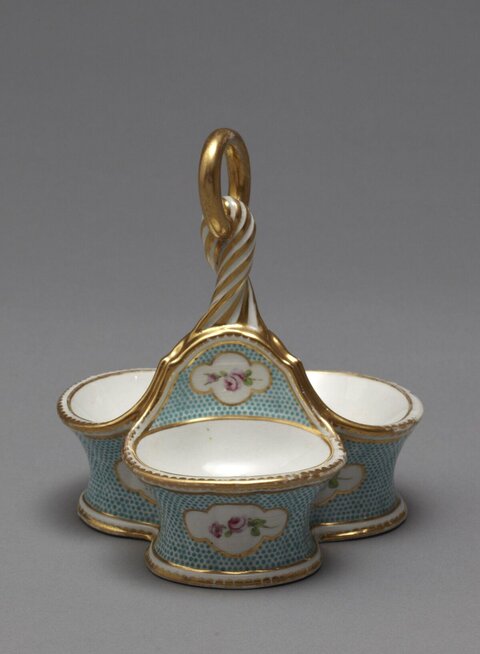 Gilded Rose Painted Porcelain Condiment Stand