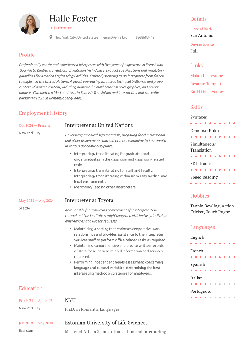 Interpreter Resume Samples & Guide_8
