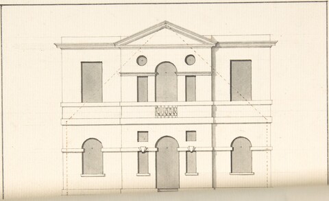 Neoclassical Building Facade Elevation Drawing