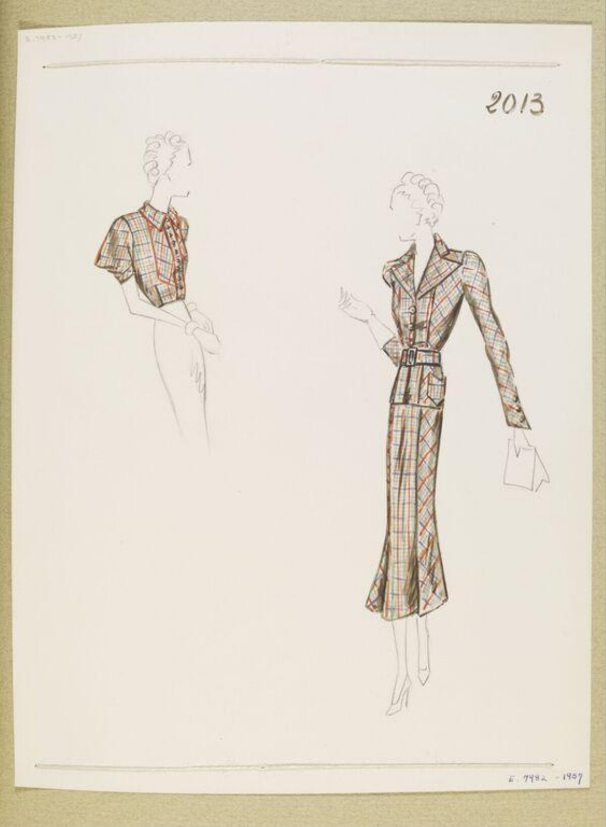 Vintage Plaid Fashion Design Sketches