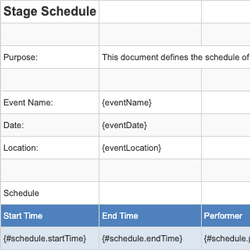 Stage Schedule