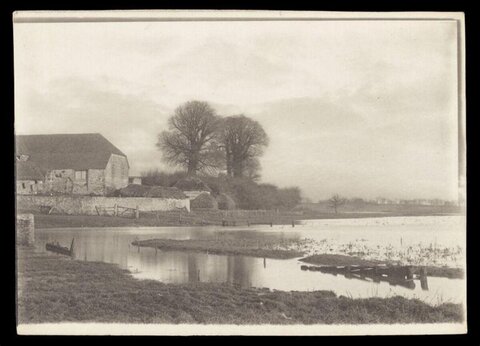 Vintage Flooded Countryside Farm View