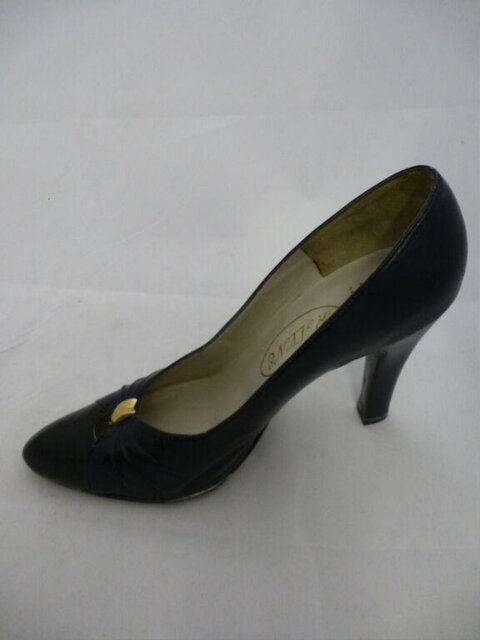 Black Leather High Heel Pump