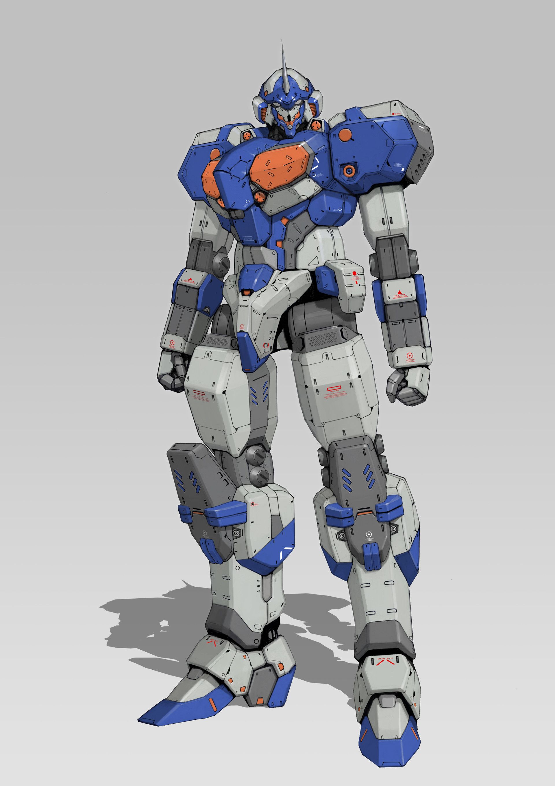 Blue and Orange Humanoid Mech