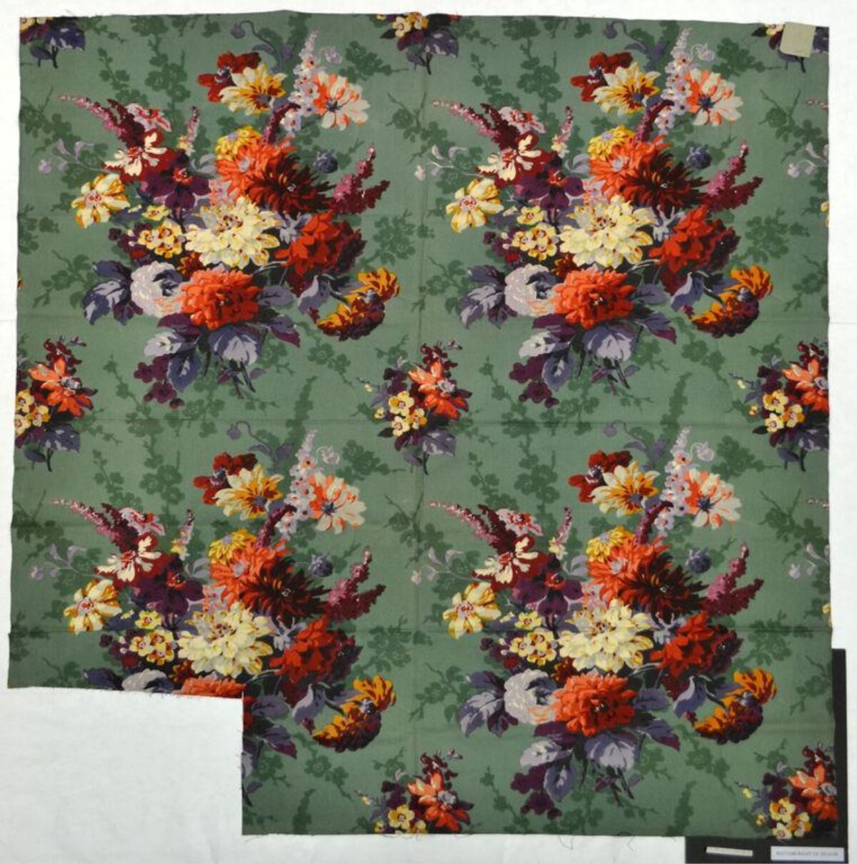 Vintage Green Floral Print Fabric