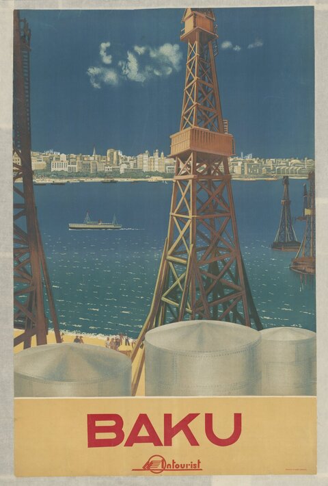 Vintage Baku Intourist Travel Poster