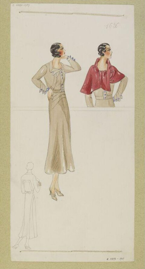 1930s Women's Fashion Design Sketch