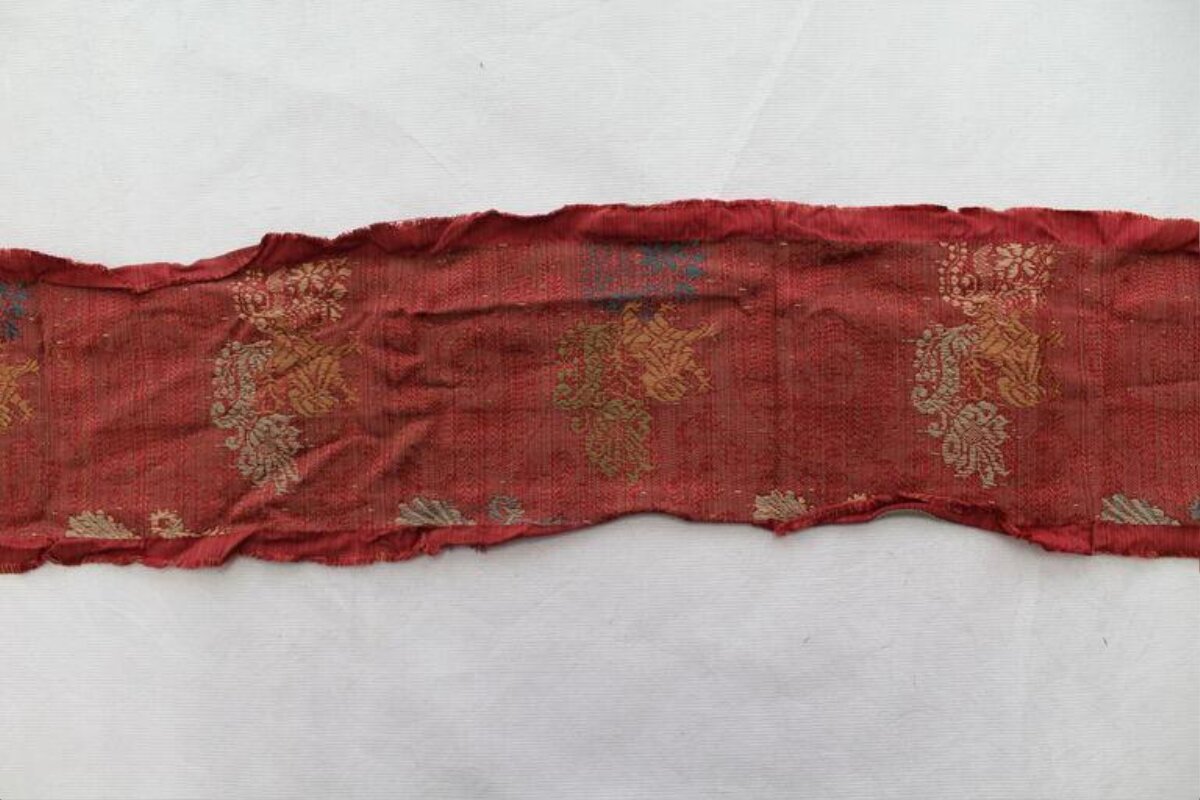 Antique Red Patterned Textile Fragment