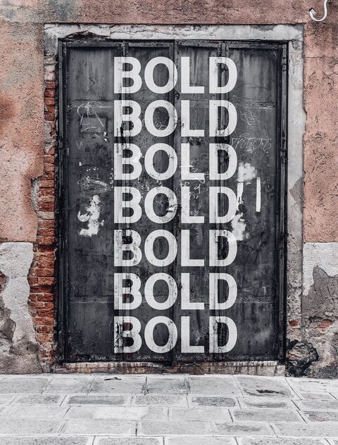 Repeated BOLD Text on Old Door