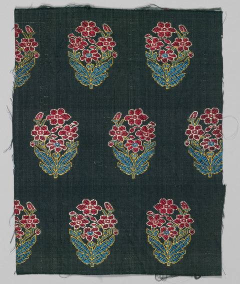 Embroidered Floral Textile Fragment