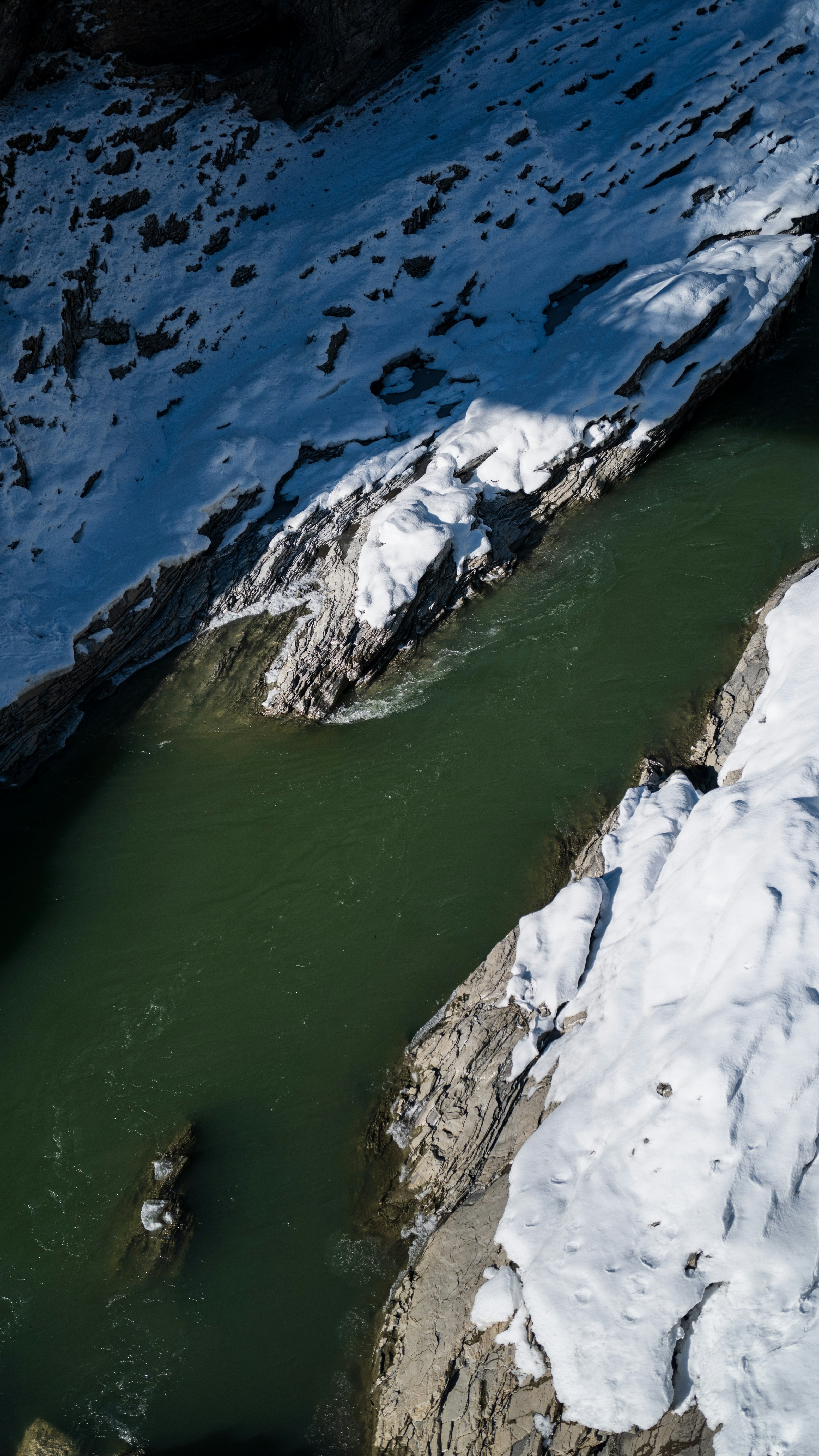 Snowy Rocky River Canyon