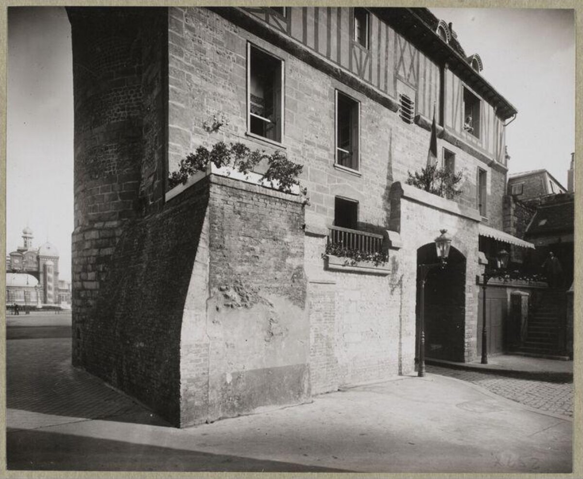 Vintage Corner Brick Building Street View