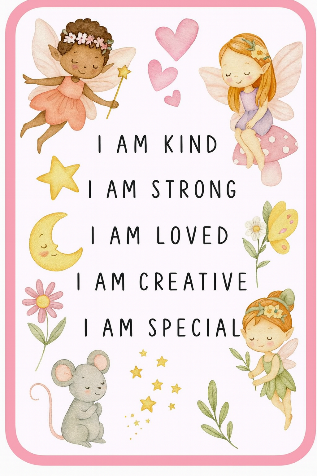 Kids Fairy Positive Affirmation Poster
