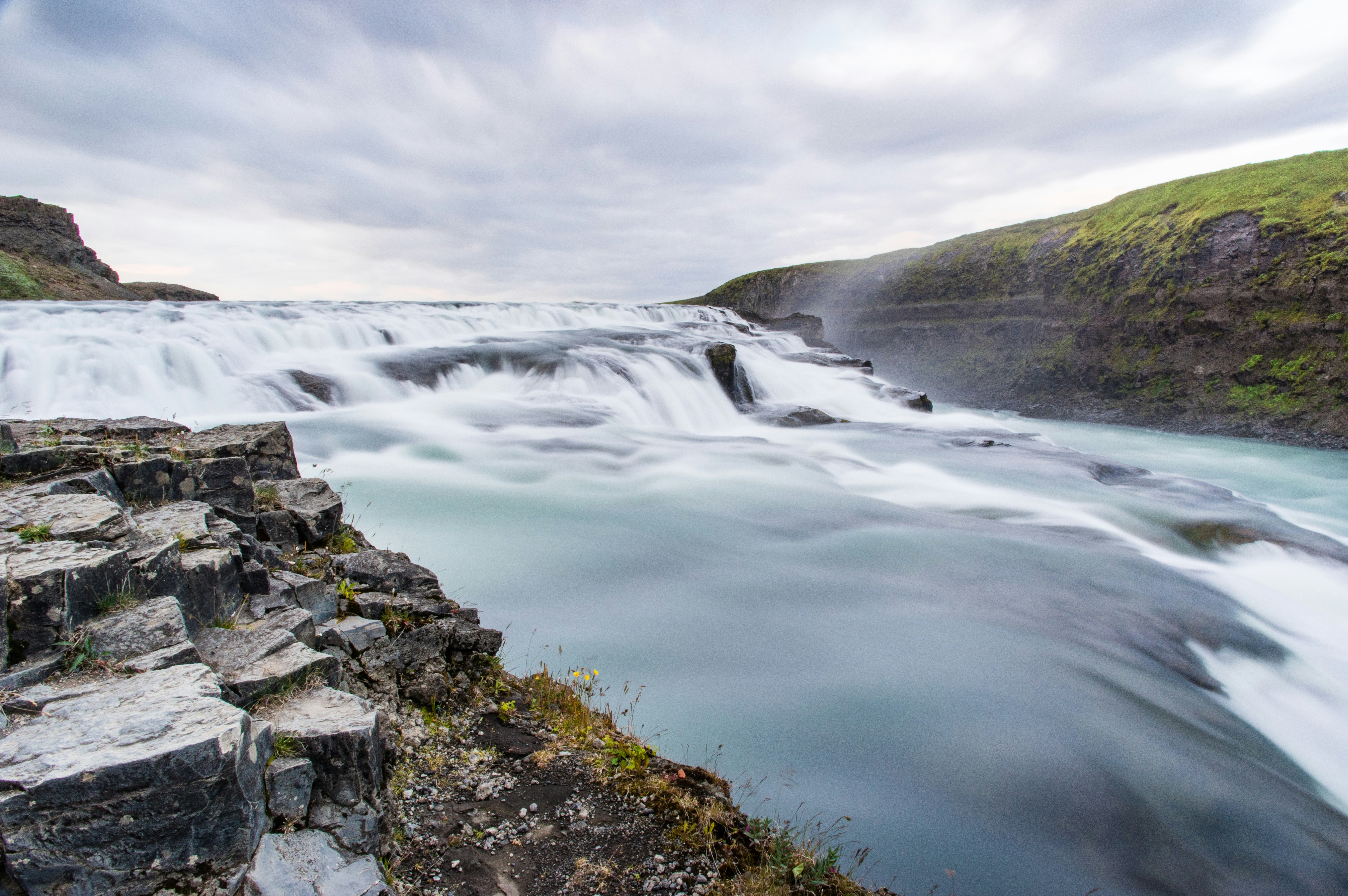 Wide Waterfall in Rocky Gorge