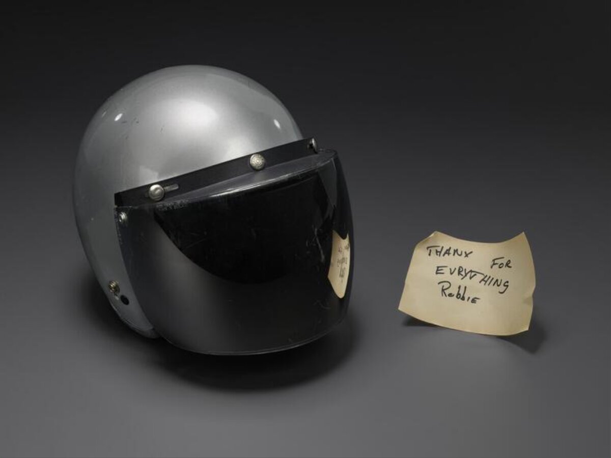 Silver Helmet With Handwritten Note