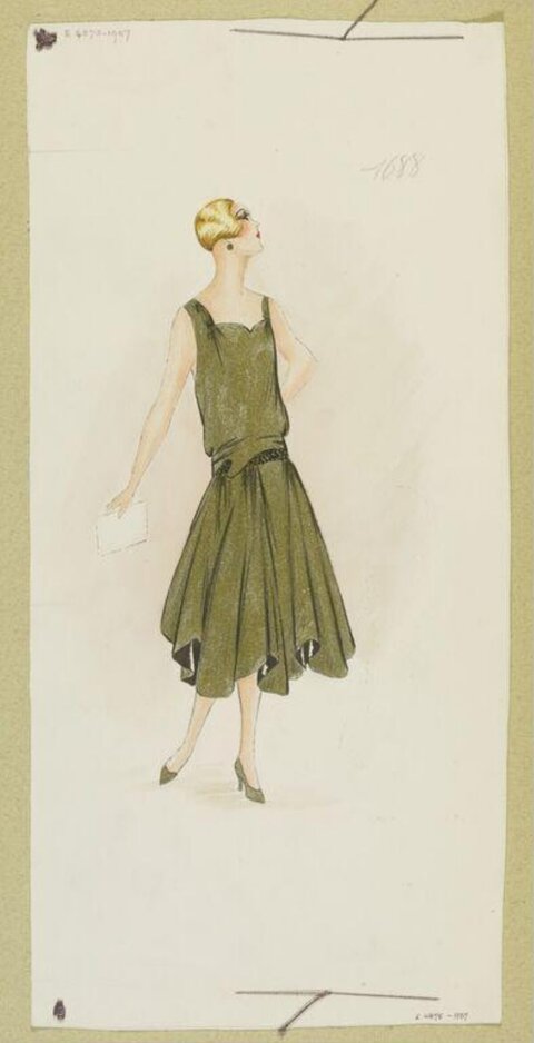 1920s Women's Dress Fashion Sketch