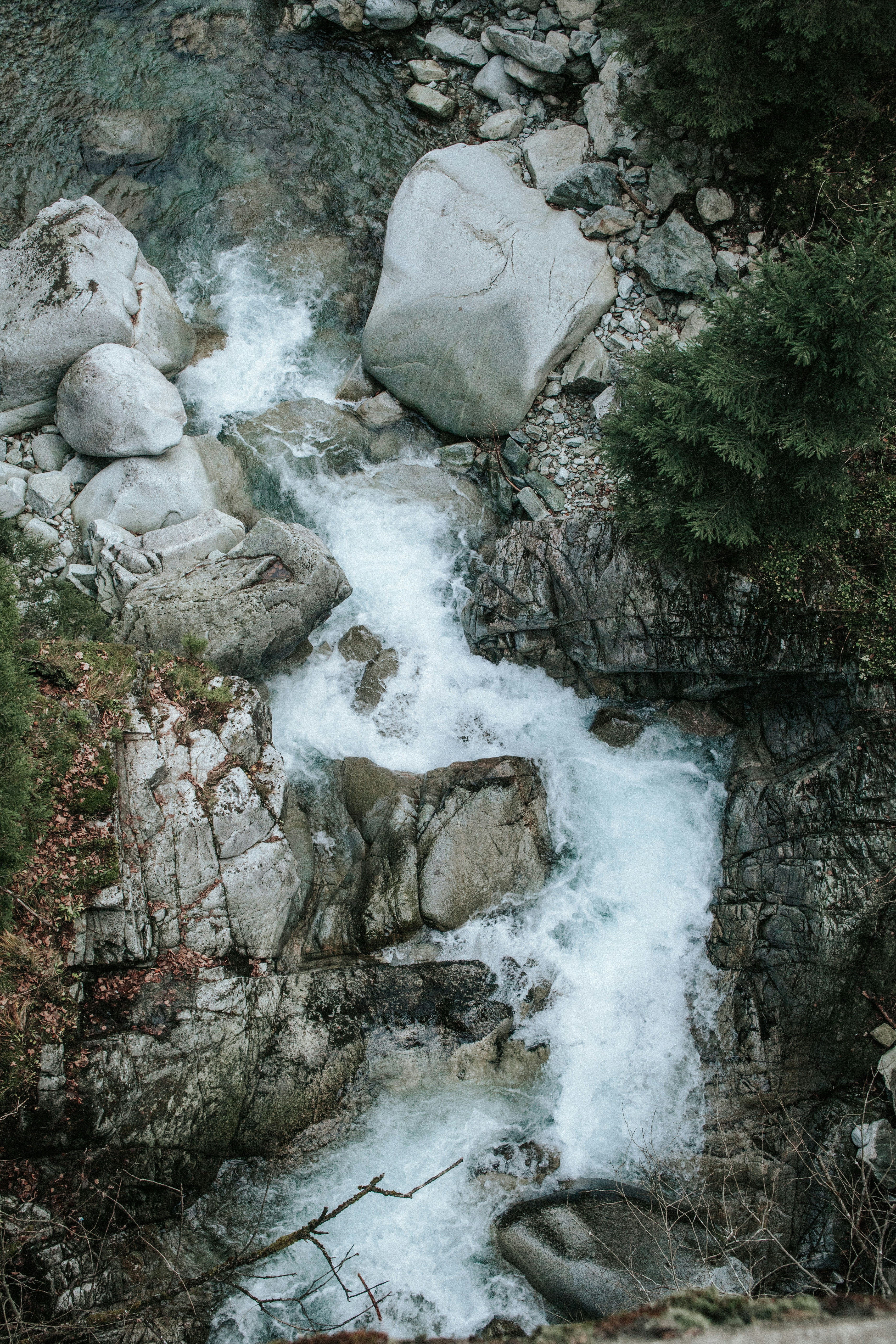 Mountain Stream Through Rocky Gorge