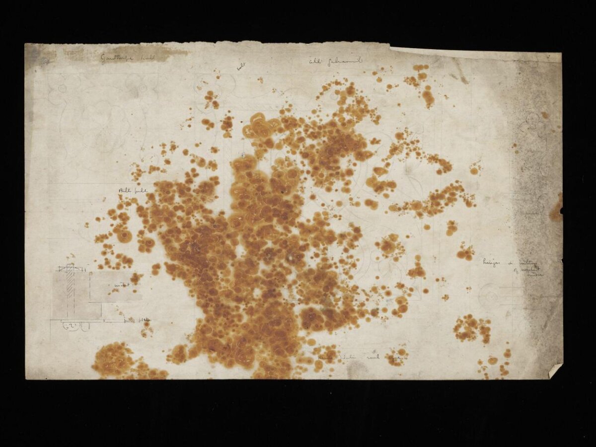 Aged Stained Architectural Sketch Paper
