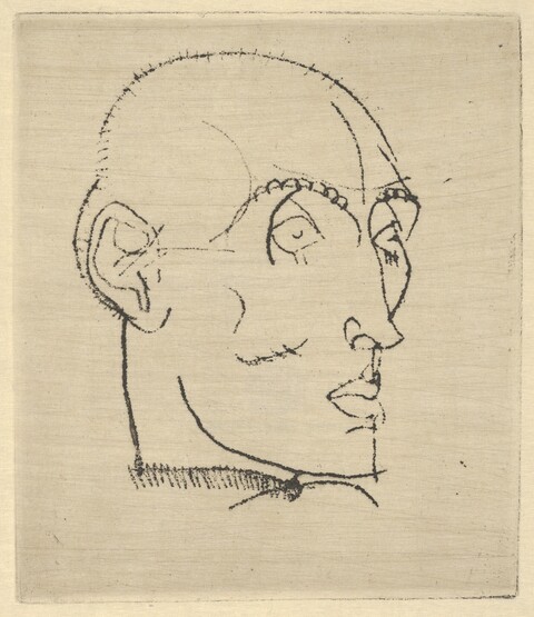 Line Sketch of Male Head in Profile