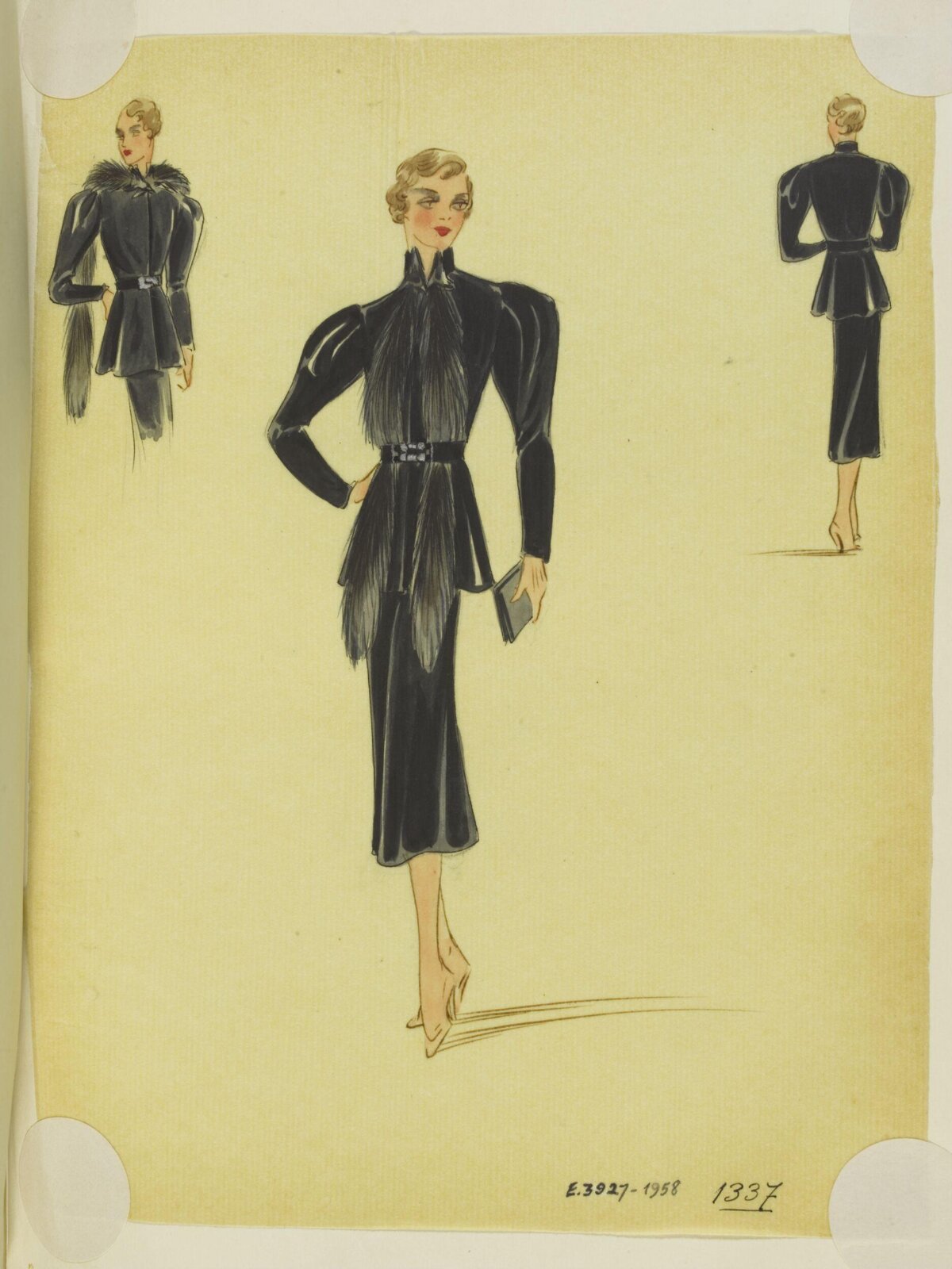 Vintage Black Suit Fashion Design Sketch
