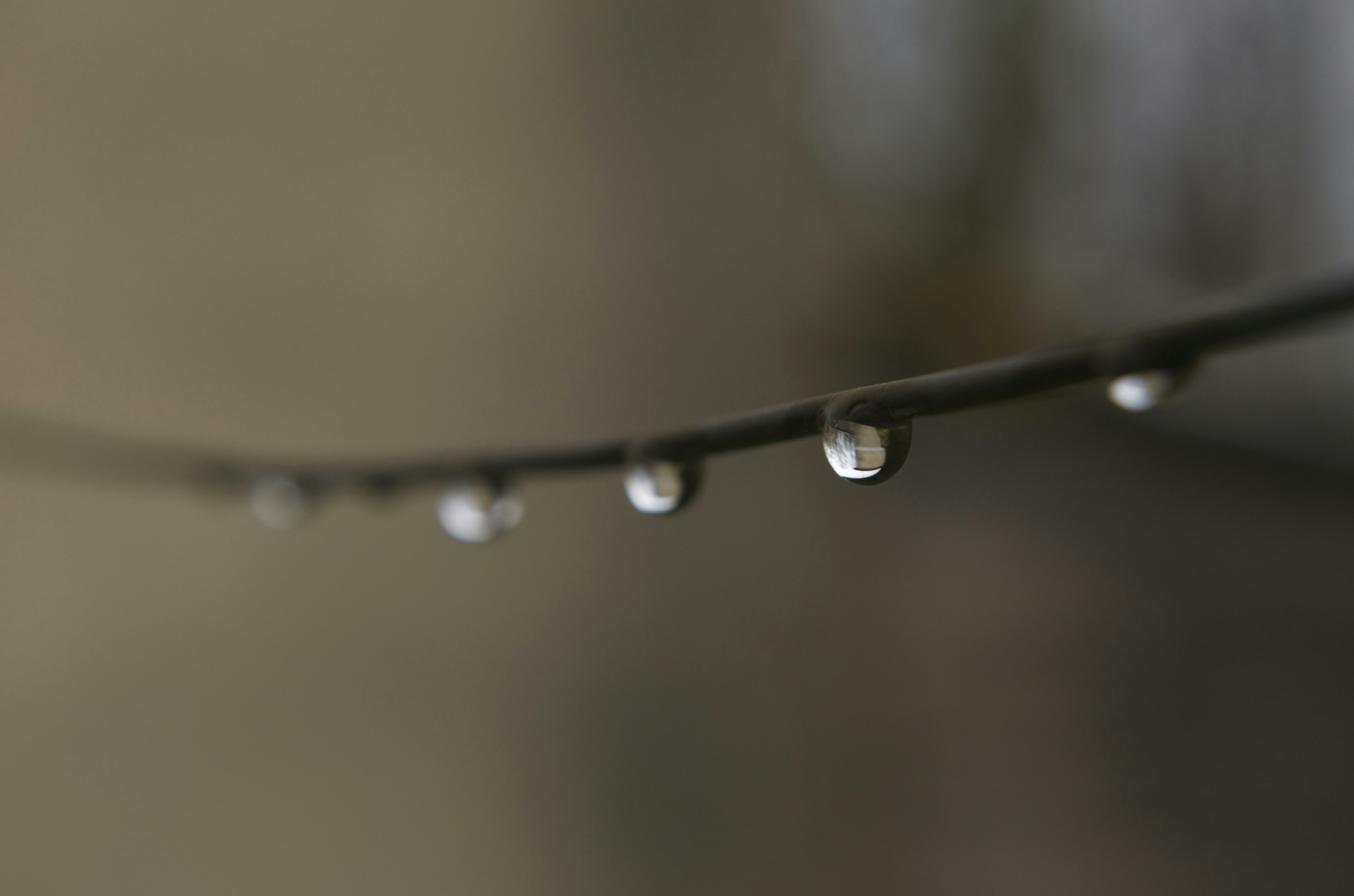 Water Droplets Hanging on Wire
