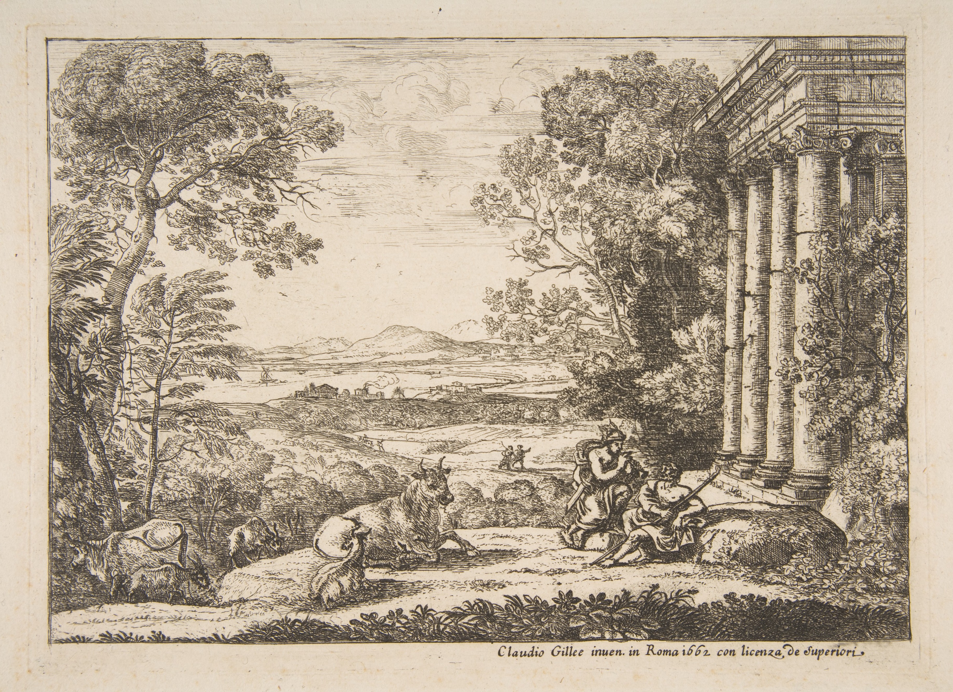 1662 Pastoral Landscape with Temple
