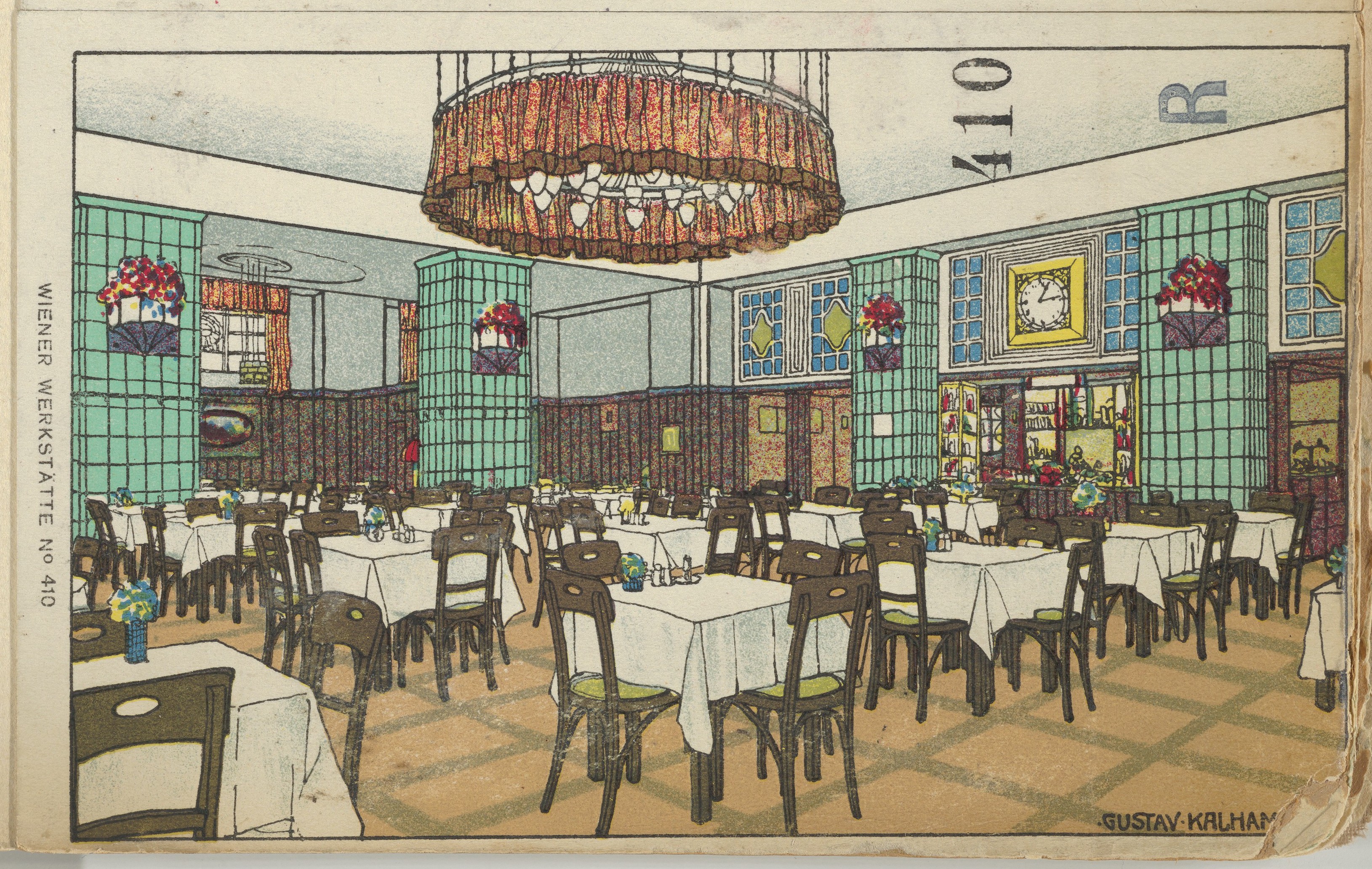 Vintage Dining Hall Interior Illustration