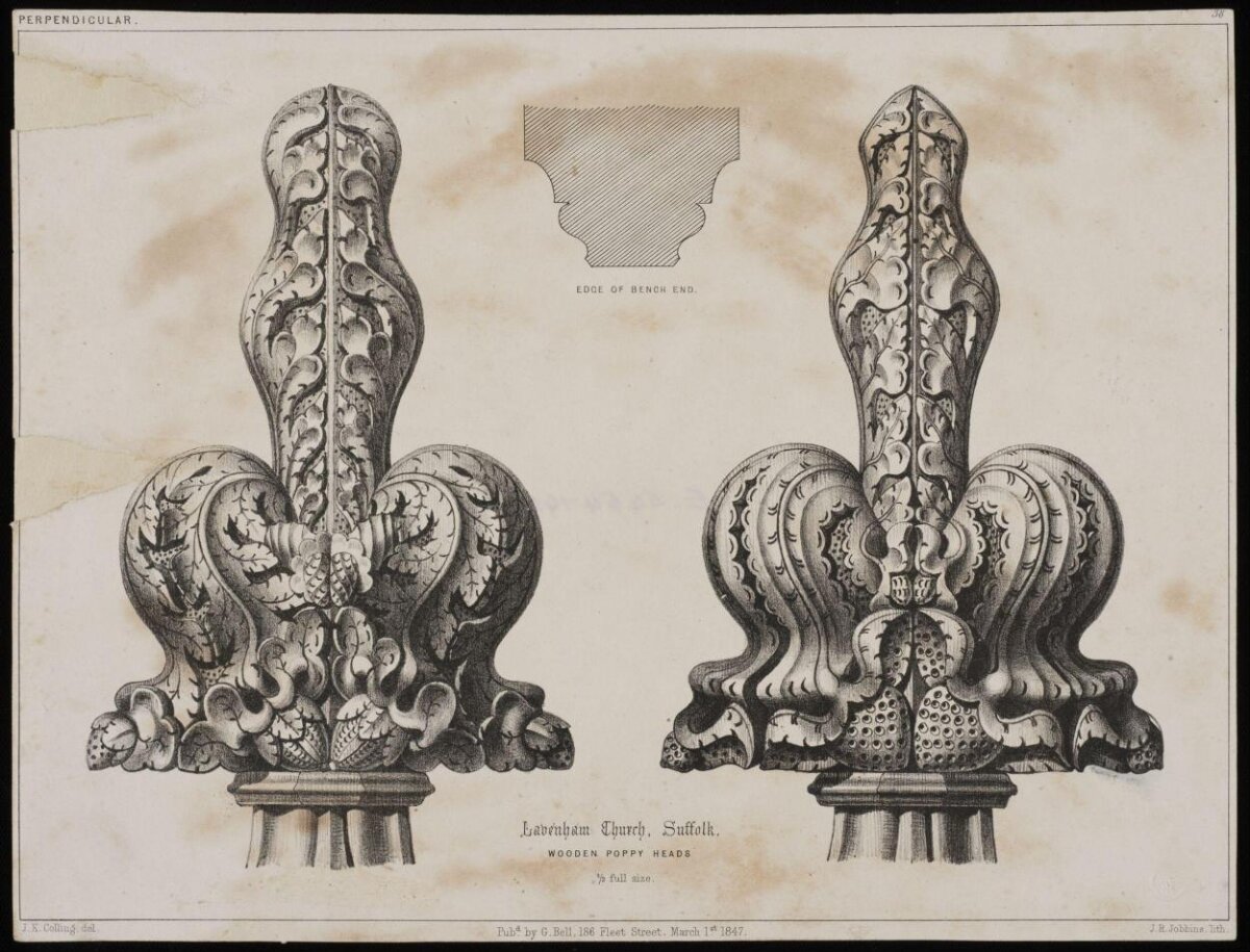 Lavenham Church Wooden Poppy Heads Drawing