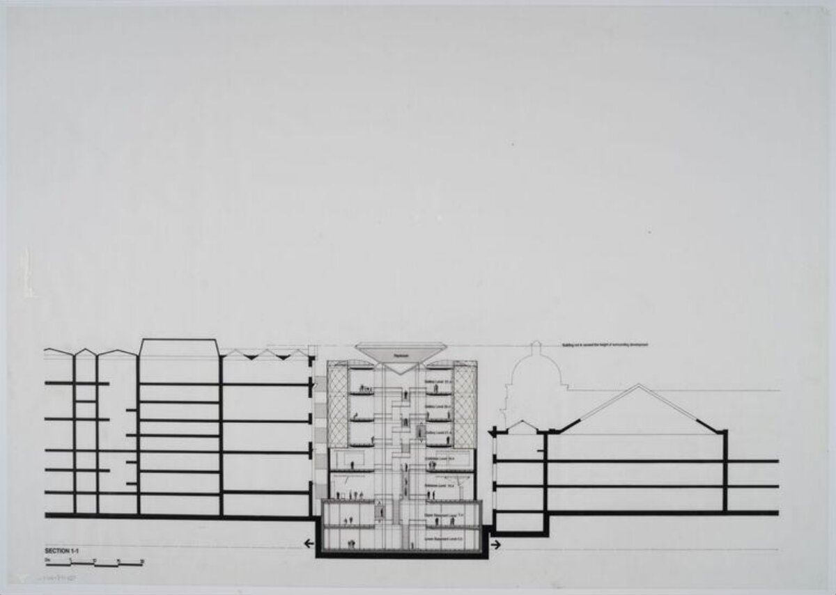 Building 1-1 Architectural Section Drawing