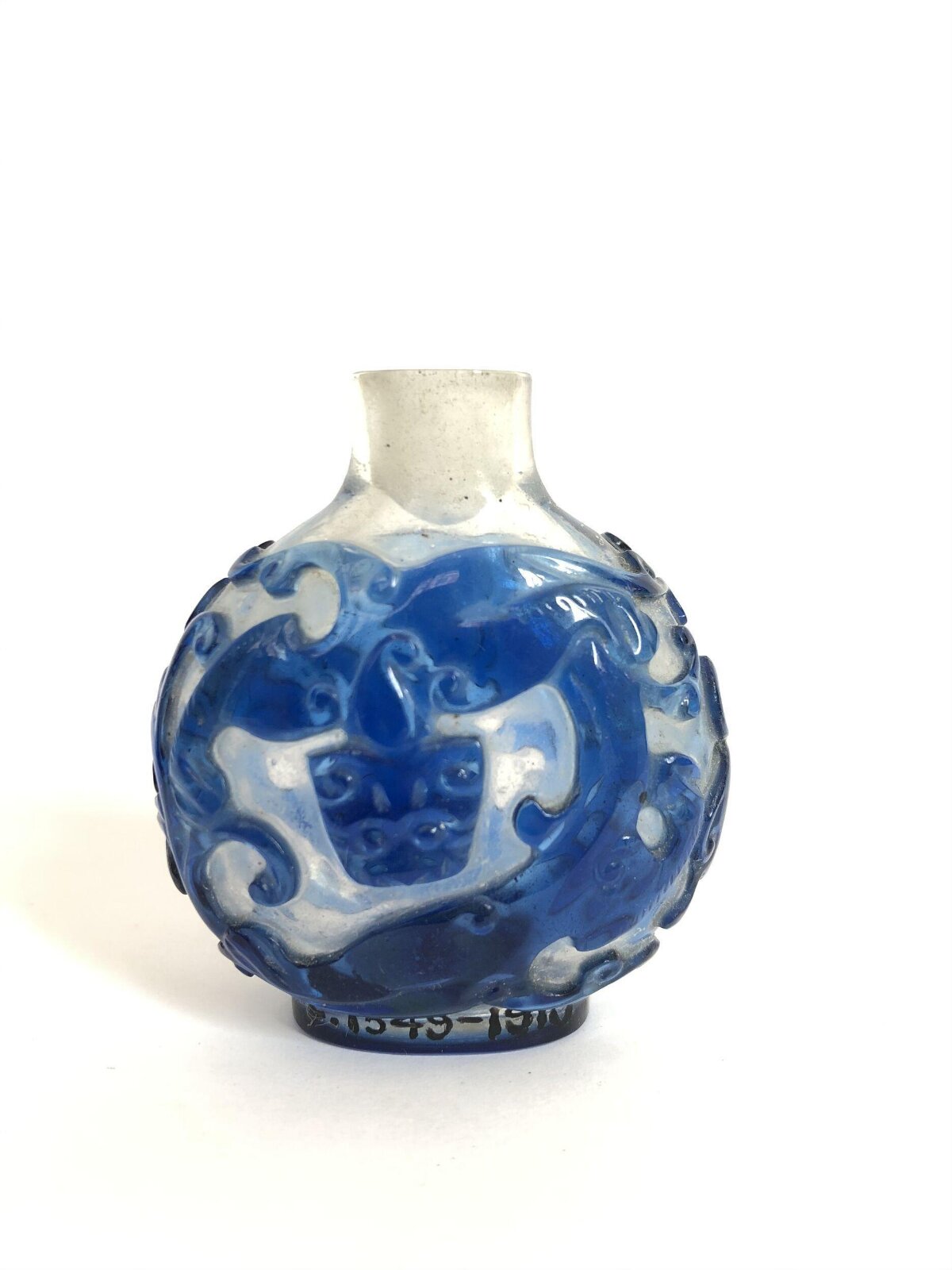 Blue Carved Glass Snuff Bottle