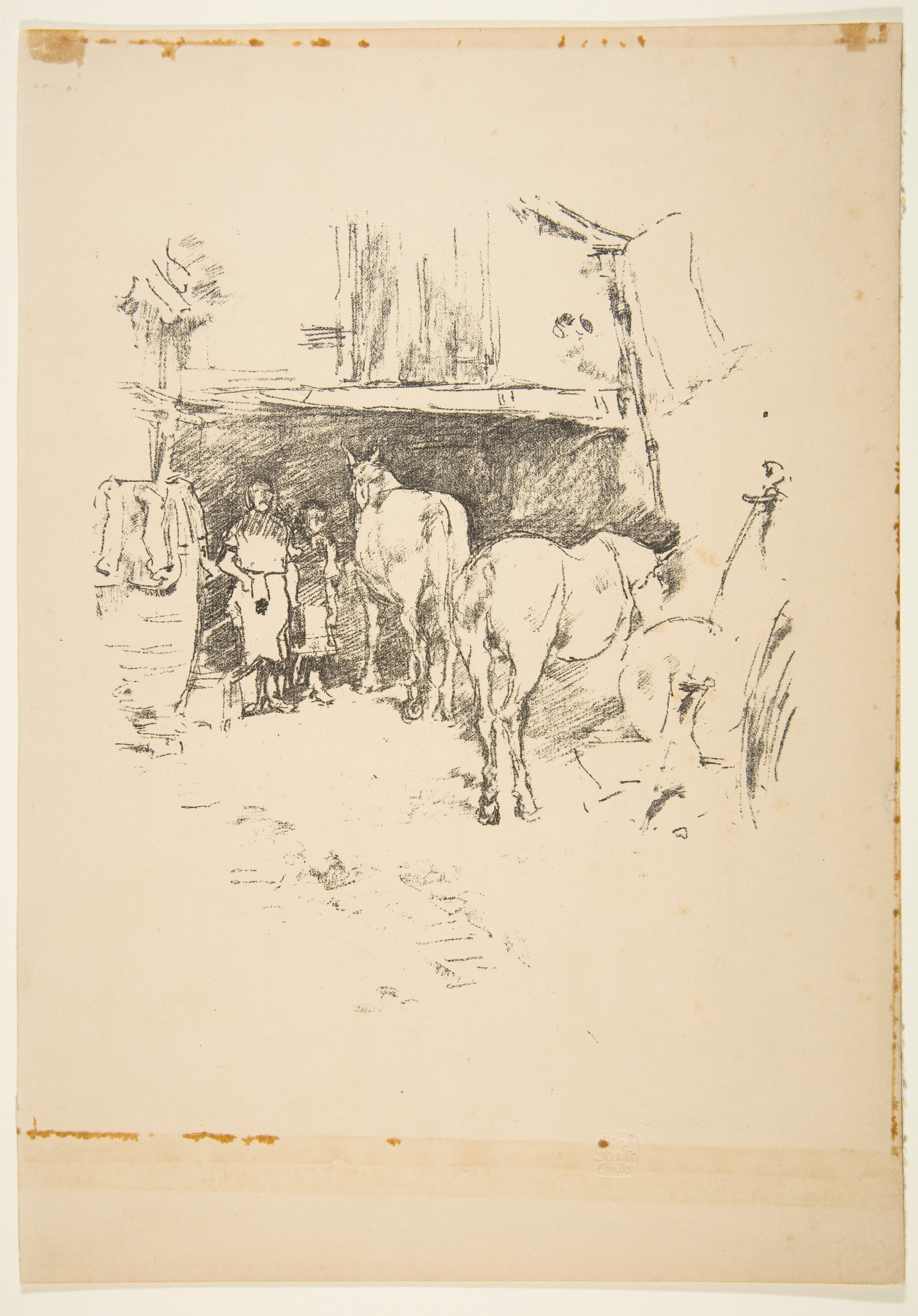 Sketch of Cattle at Village Smithy