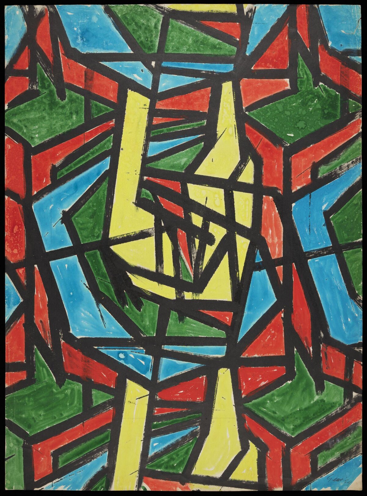 Abstract Geometric Color Block Painting