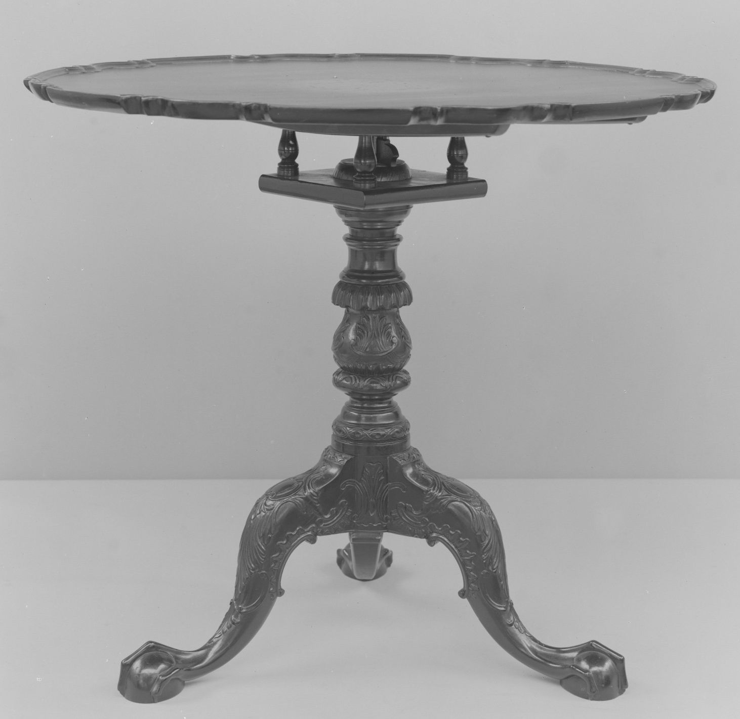 Carved Wooden Tripod Table