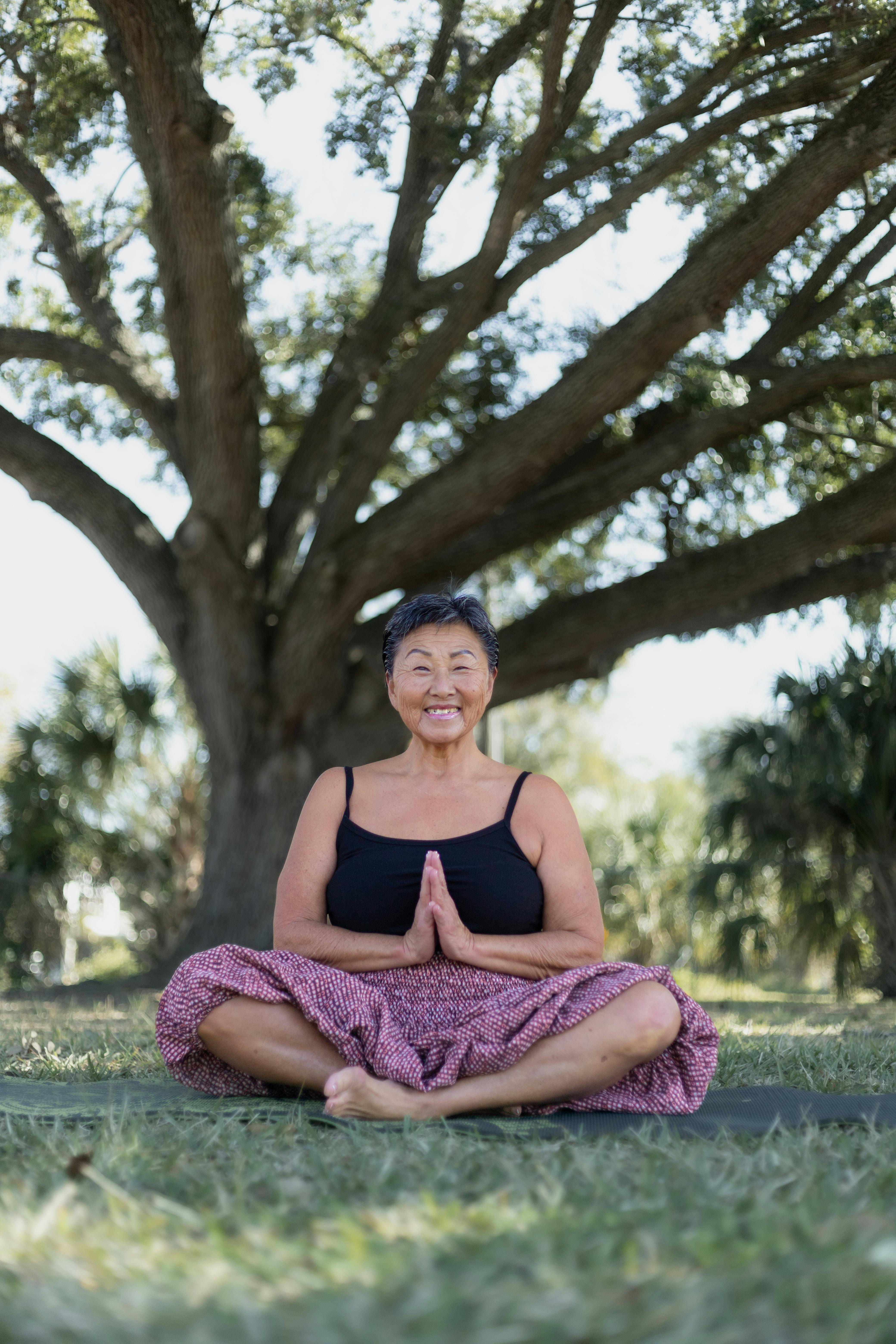 Senior Woman Doing Outdoor Yoga