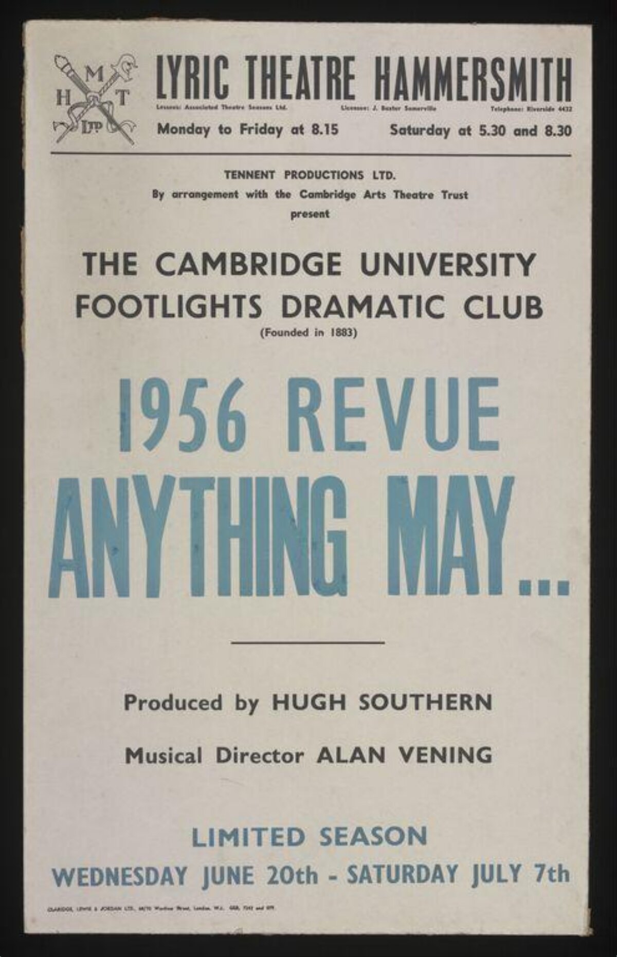 1956 Anything May Revue Theatre Poster