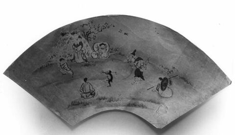 Fan-shaped Ink Painting of Monkey Show