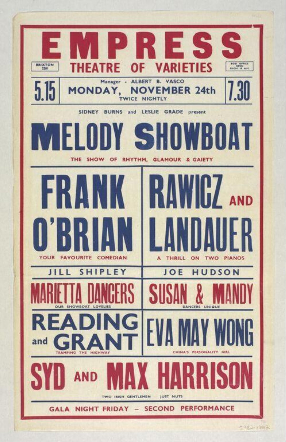 Vintage Melody Showboat Theatre Poster