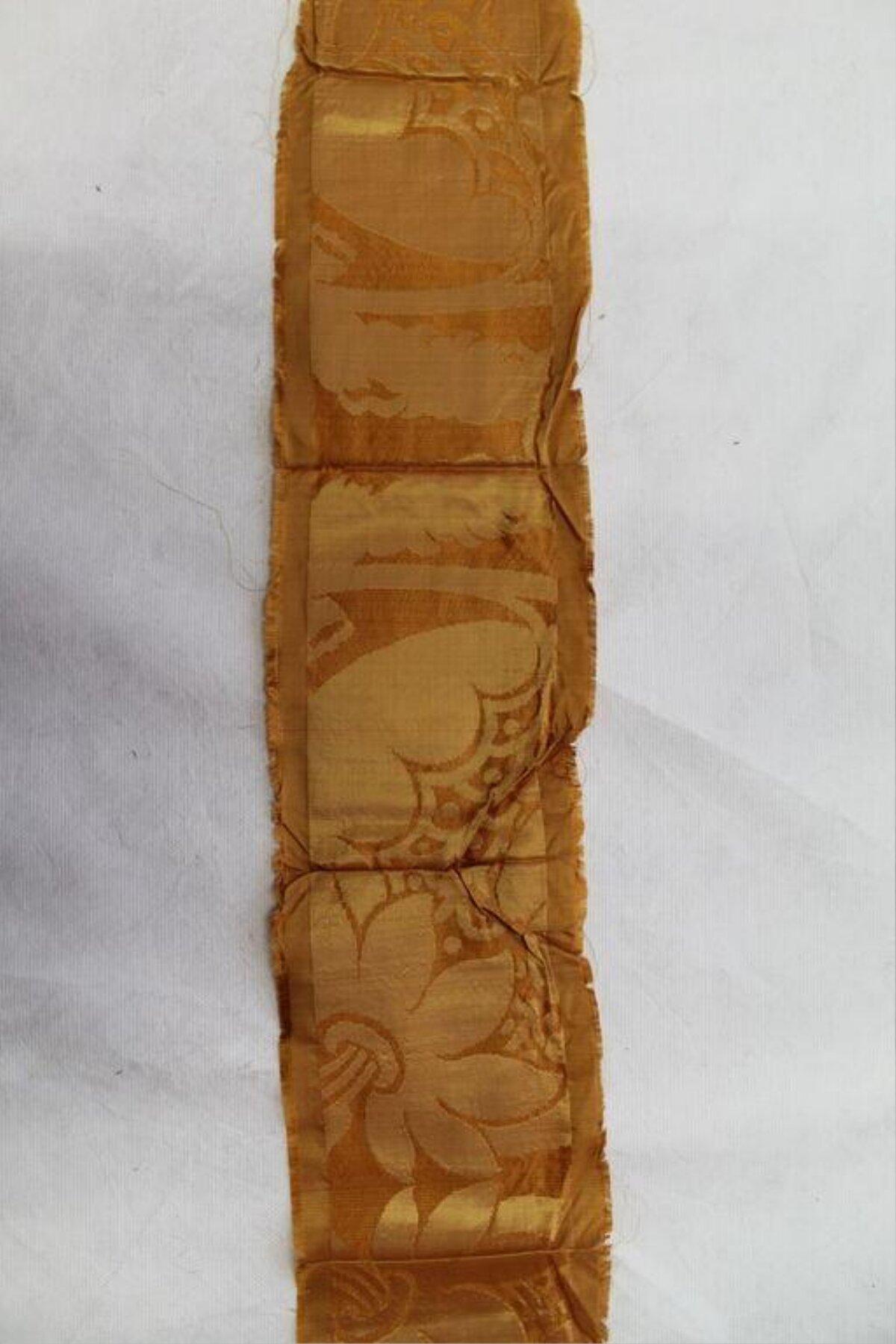 Yellow Patterned Antique Silk Fragment