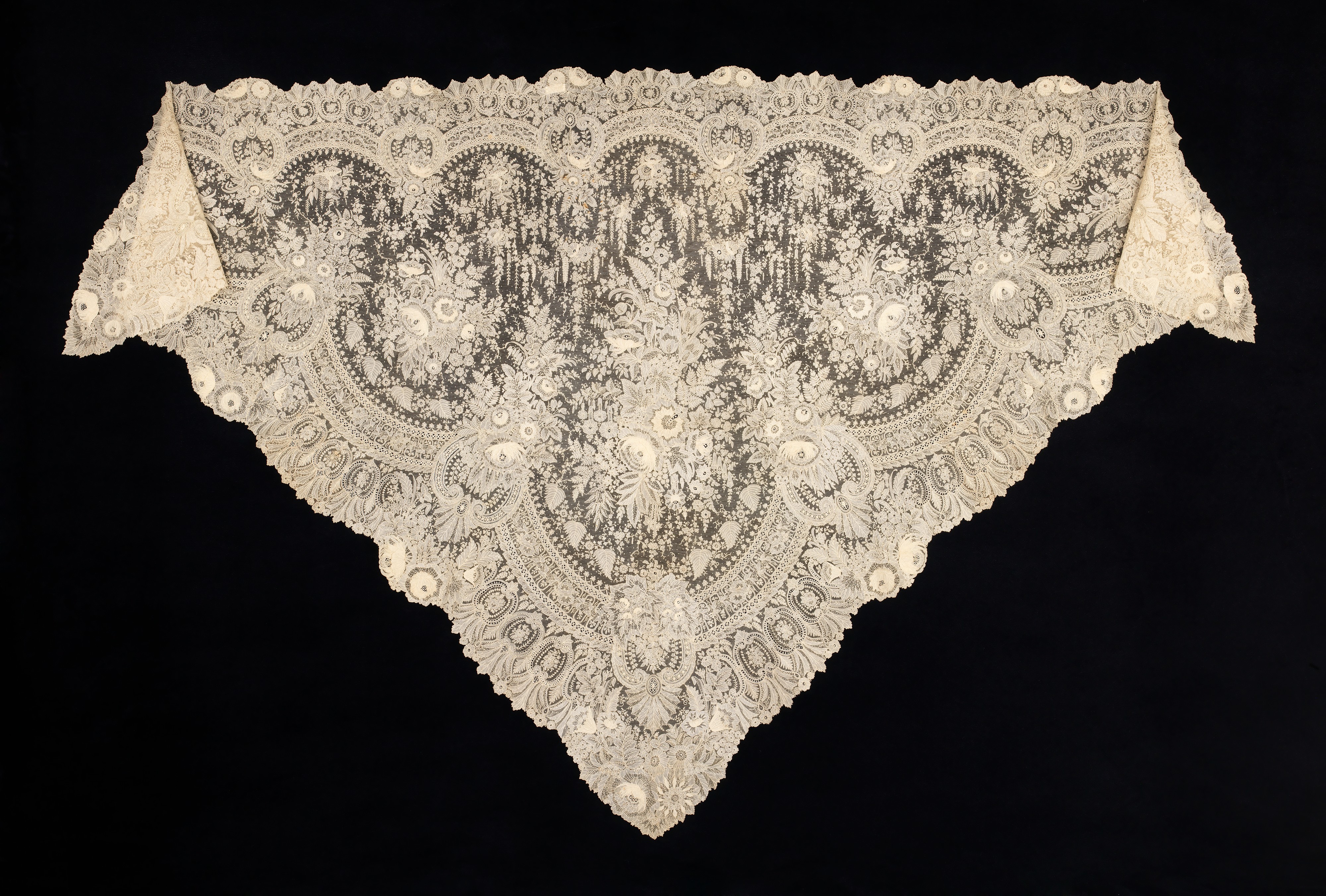 Antique Triangular Lace Shawl